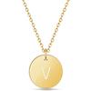 GD GOOD.designs Collana di lettere in oro (regolabile) Collana in oro con ciondolo a lettera rotonda (V)