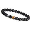 GD GOOD.designs Bracciale uomo con pietra lavica nera da 8 mm - perline di onice I Bracciale elastico a sfera per uomo in pietre naturali autentiche (Occhio di tigre)