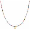 GD GOOD.designs Collana di perline colorate donna | Collana impermeabile con lettera N | Ciondolo con iniziale in acciaio inox placcato oro 18K | Regolabile e delicata sulla pelle (40-45 cm)