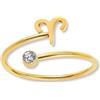 GD GOOD.designs Anello Segno Zodiacale Ariete Oro con Zirconia - Placcato Oro 18K in Acciaio 316L | Regolabile 52-60, Resistente all'Acqua - Con Scatola Regalo