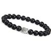 GD GOOD.designs Good.Designs Bracciale Buddismo con perle in vere pietre naturali e pregiata perla con testa di Buddha, gioiello Chakra per uomo e donna, Yoga, Onyxstein, 16 - 20 cm