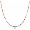 GD GOOD.designs Collana di perline colorate donna | Collana impermeabile con lettera D | Ciondolo con iniziale in acciaio inox placcato oro 18K | Regolabile e delicata sulla pelle (40-45 cm)