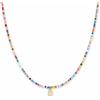 GD GOOD.designs Collana di perline colorate donna | Collana impermeabile con lettera B | Ciondolo con iniziale in acciaio inox placcato oro 18K | Regolabile e delicata sulla pelle (40-45 cm)