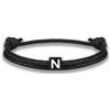 GD GOOD.designs Gd. GOOD.designs EST. 2015 Bracciale in corda con lettere | Bracciale dell'amicizia nero regolabile con dimensioni 14cm - 24cm | Iniziale N