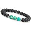 GD GOOD.designs Bracciale Chakra in pietra lavica per uomo - Bracciale in pietra naturale con perle di lava nera, Unisex