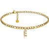 GD GOOD.designs Cavigliera d'oro con lettere impermeabili I Cavigliera da donna placcata oro 18 carati I Cavigliera regolabile (22-27 cm) acciaio inossidabile (E)