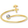 GD GOOD.designs Anello zodiacale Sagittario in oro con zircone - Fascia regolabile placcata in oro 18K in acciaio inossidabile 316L, impermeabile (misura 52-60) - con confezione regalo