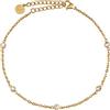 GD GOOD.designs EST. 2015 Catena cavigliera da donna impermeabile con zirconi I Catena cavigliera regolabile (22-27 cm) in acciaio inossidabile in oro e argento 18 carati