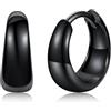 Silvora Orecchini Donna Cerchio Argento 925, 10mm Orecchino Cerchio Donna Nero, Orecchini Piccoli Tondi Eleganti per Anniversario Compleanno Natale