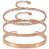 GD GOOD.designs Set di 3 bracciali da donna in oro rosa - Bracciali regolabili placcati in oro rosa 18K e in acciaio inossidabile 316 L - Bracciale a serpente e a maglie, bracialetto rigido