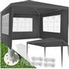 tectake® Gazebo da Giardino, Padiglione Esterno con Telaio in Acciaio, 3 Pannelli Laterali, Impermeabile, Resistente ai Raggi UV, 300 X 300 X 250 cm - Grigio