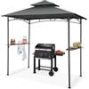 tectake® Gazebo per Barbecue 240x150x250 cm, Gazebo Esterno Resistente alle intemperie, Telo Impermeabile Protezione UV, Doppio Tetto Antivento, 2 Ripiani, Apribottiglie Integrato - Antracite