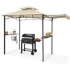 tectake® Gazebo per Barbecue 316 x 150 x 250 cm, Gazebo Esterno Resistente alle intemperie, Telo Impermeabile Protezione UV, Doppio Tetto Antivento, 2 Ripiani, Apribottiglie Integrato - Sabbia