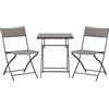 Outsunny Set da Giardino Pieghevole da 3 Pezzi in Rattan PE e Metallo, Set 2 Sedie e Tavolino da Caffè, Protezione dai Raggi UV, Set di Mobili da Balcone, per Patio e Cortile, Nero