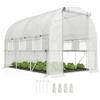 Outsunny Serra da Giardino a Tunnel 3x2x2 m con Porta Avvolgibile e 6 Finestre a Rete, Serra per Orto con Struttura in Acciaio e Copertura PE, per Orto Verdure Fiori Frutta, Anti UV, Bianco