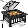 tillvex Braciere con Parascintille e Griglia | Braciere Esterno per il Giardino | 3 in 1 BBQ Grill con Coperchio, Attizzatoio, Pinze e Griglia a Carbone