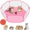 Aomig Recinto per Animali Domestici, Pieghevole Recinto con Borsa per Il Trasporto, Box per Piccoli Animali, Portatile Tenda della Gabbia per Porcellini d'India, Conigli, Criceti, Gatti, Cani(Rosa)
