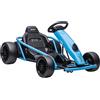 HOMCOM Go Kart Elettrico per Bambini 8-12 Anni, 24V 6-13km/h Drift Go Kart per Bambini con Accensione Lenta, Clacson, Musica e Cintura di Sicurezza, Blu e Nero