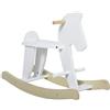 HOMCOM Cavallo a Dondolo per Bambini 1-3 Anni, Design Classico in Legno con Maniglie e Poggiapiedi, 68x26.5x48cm, Bianco