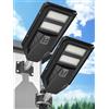 Ofuray Lampione Solare Led Esterno, 3000K/4000K/6500K Faro Led esterno con Pannello Solare, IP67 Impermeabile Lampione Stradale Solare, 10000 Mah Lampioni da Giardino per Cortile, Garage, OLT-2Pack