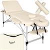 tectake® Lettino Massaggio Portatile, 3 Zone, in Alluminio, Gommapiuma, Rivestimento in Pelle Sintetica PVC, Regolabile - lettino fisioterapia, Lettino pieghevole, Lettino Estetista, 210x95cm - beige