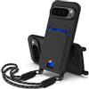 SLWYF Custodia per Google Pixel 8 Pro Cover con cordino regolabile, con porta carte, Antiurto TPU Regolabile Stylish custodia a tracolla per Google Pixel 8 Pro, Nero