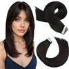 Moresoo Extension Capelli Veri Biadesivo Castano Lisci #2 35cm 40g 20pz | Volume Extra, Qualità Remy, Stile Quotidiano, Acconciatura Da Festa, Look Sofisticato