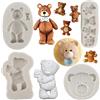 MYPRACS Set di 4 stampi in silicone a forma di orso, per decorare torte e cupcake, in argilla polimerica