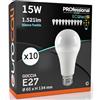 Eurocali 10x Lampadine LED E27 15W Opaca (1521 lumen pari a 100W) Forma: Goccia A65 Luce Bianco Freddo 6500K Fascio Luminoso 200°