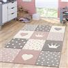 TT Home Tappeto Bambini Chicco Tappeto Stanza Bambini Pastello 3D Polkadot Cuore, Colore: Rosa, Dimensione:120 cm tondo