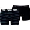 PUMA EVERYDAY STRIPED BOXERS 2P, Biancheria Intima Uomo, Black Brown Stripes, S