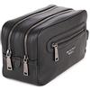 Berliner Bags Beauty Case Max Grande in Vera Pelle Pieno Fiore, Trousse da Viaggio con 2 Scomparti e Zip per Uomo e Donna, Unisex - Nero