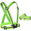 URAQT Gilet Catarifrangente e Bande Catarifrangenti, 2PCs Gilet Riflettente Corsa Alta visibilità e 4PCs Fasce Riflettenti, Regolabile Elastico Bande Riflettenti per Bici Jogging Ciclismo Sport