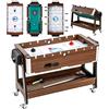 SPORTNOW Tavolo Multigioco 3 in 1, Tavolo da Gioco Multifunzione Reversibile con 4 Ruote Bloccabili, Ripiano Portaoggetti, con Calcio Balilla, Air Hockey, Biliardo, per Adulti Bambini Casa Feste Bar