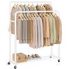 SONGMICS Stand Appendiabiti con Ruote, Attaccapanni, 2 Ruote con Freno, Camera da Letto, Portata fino a 90 kg, 46,5 x 110 x 155,5 cm, Bianco Opaco HSR017WG01