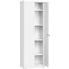 SONGMICS Armadietto Garage a 5 Ripiani con 2 Ante, Armadio Ufficio, 40 x 60 x 180 cm, 1 Serratura, Ripiani Regolabili, Armadio Metallo, Bianco Opaco OMC014W01