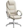 SONGMICS Ergonomica, Poltrona Direzionale, Sedia Girevole e Altezza Regolabile, da Scrivania in Studio e Ufficio, con Rotelle, OBG022W01, Bianco Crema Bianco Crema Bianco Crema, 7370(112-122) cm