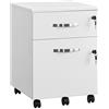 VASAGLE CUSTOS Collezione - Cassettiera, Mobiletto da Ufficio con Serratura, 2 Cassetti e 5 Ruote, Regolabile per Cartelle Sospese, per Formato A4 e Lettera, Ufficio, Studio, Bianco LCD22WV1