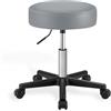 SONGMICS Sgabello Girevole con Ruote, Altezza Regolabile 46-58 cm, Sgabello da Bar Imbottito Rivestito in PU, Sgabello da Lavoro per Studio Ufficio Salone di Bellezza, Grigio Tortora LJB061G01