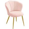 VASAGLE Sedia da Pranzo Cucina, Schienale a Forma di Petali, Sedia Trucco Imbottita, Velluto, Portata 150 kg, Gambe in Acciaio, per Soggiorno Camera da Letto, Rosa Pastello KDC099S101