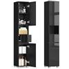 VASAGLE Mobile da Bagno, Mobiletto Portaoggetti, Alto, con Cassetto, Ripiani Regolabili, Scomparti, 30 x 30 x 170 cm, Nero Inchiostro BBC560B01