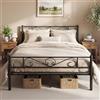 VASAGLE Struttura Letto Singolo, Letto a Doghe in Metallo per Materassi di 200 x 160 cm, per Stanza di Ospiti, Montaggio Facile, per Spazi Piccoli, Nero Inchiostro RMB065B01