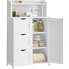 VASAGLE 100 cm di Altezza Mobile Bagno, Mobiletto Bagno con Multipresa, 3 Cassetti, 1 Anta, 2 Ripiani Regolabili, Armadietto per Sala da Pranzo, Cucina, Soggiorno, Bianco Nuvola BBC775W03