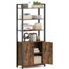 VASAGLE Libreria Scaffale a 6 Ripiani, Libreria Verticale con Anta, Struttura in Metallo, Ripiani Regolabili, 24 x 60 x 159,5 cm, Salotto Camera da Letto, Marrone Vintage e Nero Inchiostro LLS133K01