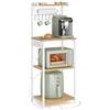 VASAGLE Scaffale da Cucina con Multipresa, Bar Caffèa 4 Ripiani con 8 Ganci a S, Ripiano Regolabile, Supporto per Microonde, 40 x 45 x 140 cm, Rovere Dorato e Bianco Nuvola KKS013YA02