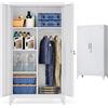SONGMICS Armadio Multiuso, Guardaroba, Mobile da Ufficio in Metallo, con 2 Ante, 5 Scomparti, Barra Appendiabiti, Chiusura a Chiave, Piedini Alti, 80 x 40 x 165 cm, Grigio Opaco OMC018GJ01