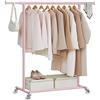 SONGMICS Stand Appendiabiti con Ruote, Attaccapanni Estensibile per Carichi Pesanti, Portata Totale 100 kg, 45 x (92-132) x 161,5 cm, Facile da Montare e Spostare, Rosa Pastello HSR013R01