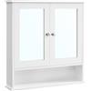 VASAGLE Armadio da Bagno, Specchiera, Mobile da Parete con 2 Ante a Specchio e Scomparto Aperto, Ripiano Regolabile, Montaggio a Parete, 15 x 65 x 75 cm, Bianco LHC012W01