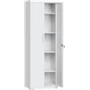SONGMICS Armadietto Garage a 5 Ripiani con 2 Ante, Armadio Ufficio, 40 x 60 x 180 cm, 1 Serratura, Ripiani Regolabili, Armadio Metallo, Grigio Opaco OMC014G01