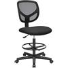 SONGMICS Sedia da Ufficio, Sedia a Rete Girevole, Altezza e Poggiapiedi Regolabili, Ergonomica, senza Braccioli, Capacitàdi Carico 120 kg, Nero OBN15BK